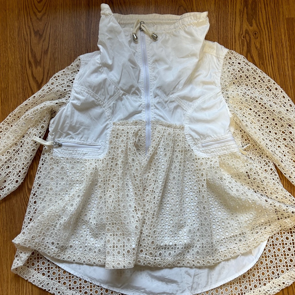 White Flowy Anthropologie Eyelet Jacket